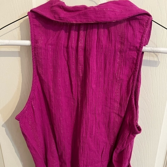 Anthropologie Maeve Fuchsia Batavia Sleeveless Metallic Top - Picture 7 of 9